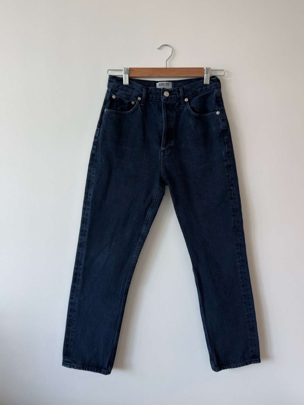 Agolde Riley High Rise Straight Jeans Dark Indigo - Picture 4 of 12